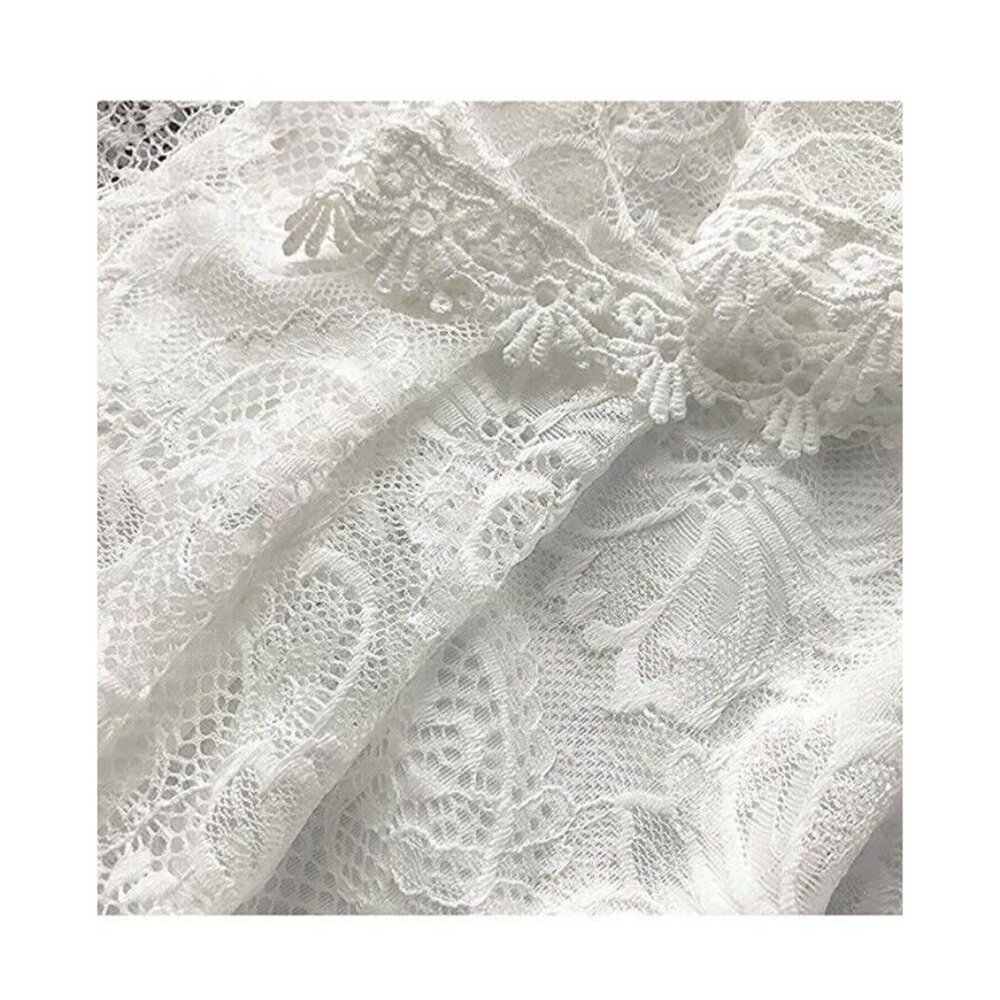 OURS Women's Size S White Lace Off-the-Shoulder Dress Thigh Mini Lined NEW - Picture 4 of 6